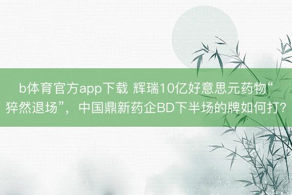 b体育官方app下载 辉瑞10亿好意思元药物“猝然退场”,中国鼎新药企BD下半场的牌如何打?