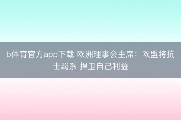 b体育官方app下载 欧洲理事会主席：欧盟将抗击羁系 捍卫自己利益