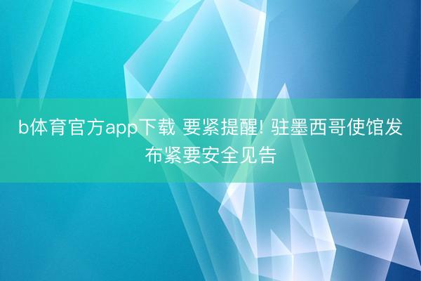 b体育官方app下载 要紧提醒! 驻墨西哥使馆发布紧要安全见告