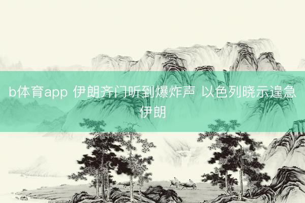 b体育app 伊朗齐门听到爆炸声 以色列晓示遑急伊朗