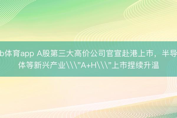 b体育app A股第三大高价公司官宣赴港上市，半导体等新兴产业\