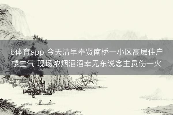 b体育app 今天清早奉贤南桥一小区高层住户楼生气 现场浓烟滔滔幸无东说念主员伤一火