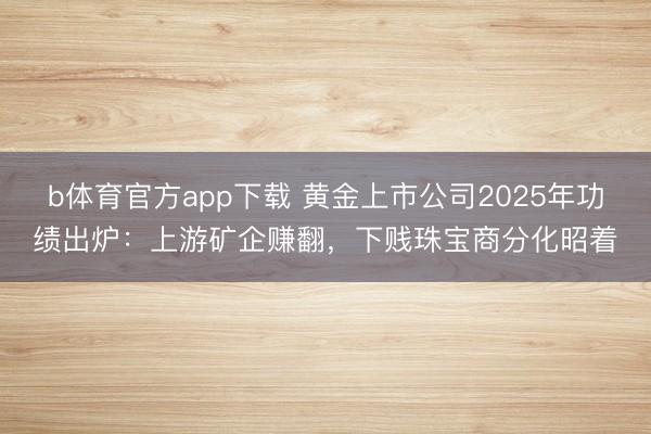 b体育官方app下载 黄金上市公司2025年功绩出炉：上游矿企赚翻，下贱珠宝商分化昭着