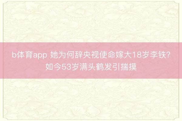 b体育app 她为何辞央视使命嫁大18岁李铁？如今53岁满头鹤发引揣摸