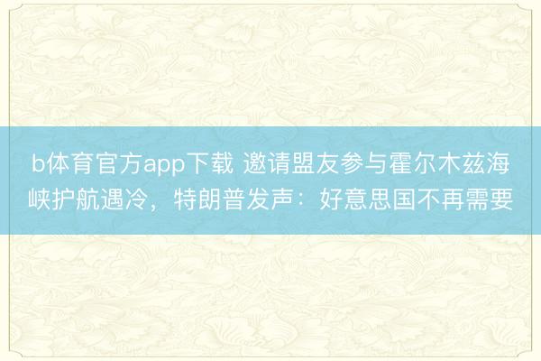 b体育官方app下载 邀请盟友参与霍尔木兹海峡护航遇冷,特朗普发声:好意思国不再需要