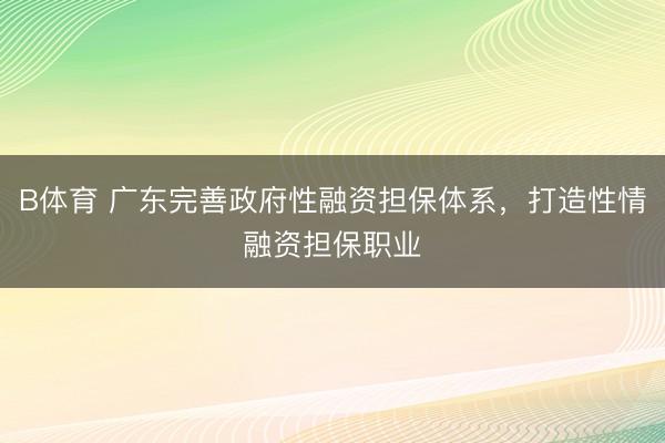 B体育 广东完善政府性融资担保体系，打造性情融资担保职业