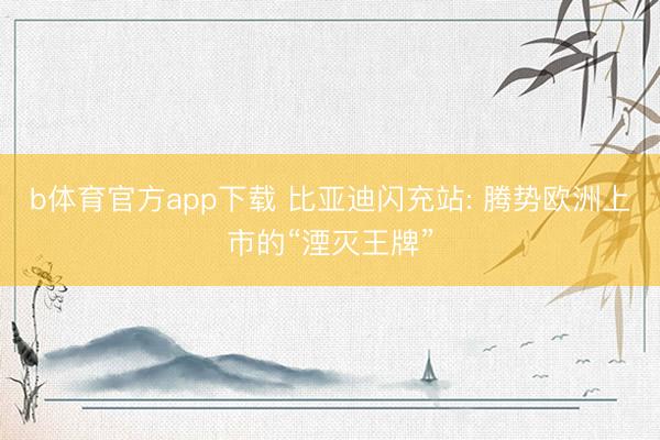 b体育官方app下载 比亚迪闪充站: 腾势欧洲上市的“湮灭王牌”