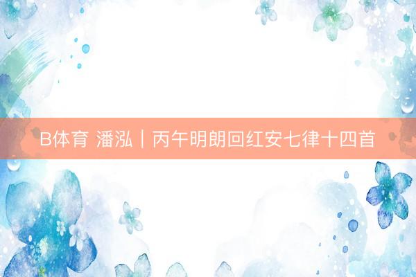 B体育 潘泓｜丙午明朗回红安七律十四首
