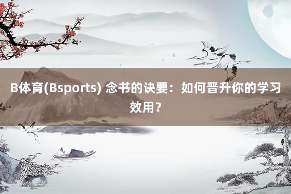 B体育(Bsports) 念书的诀要：如何晋升你的学习效用？