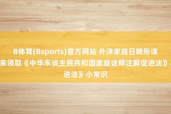 B体育(Bsports)官方网站 外洋家庭日畸形谋划 | 快来领取《中华东谈主民共和国度庭诠释注解促进法》小常识
