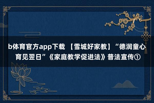 b体育官方app下载 【雪城好家教】“德润童心 育见翌日”《家庭教学促进法》普法宣传①