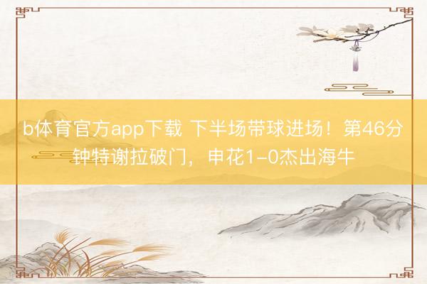 b体育官方app下载 下半场带球进场！第46分钟特谢拉破门，申花1-0杰出海牛