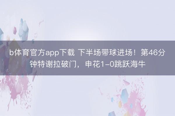 b体育官方app下载 下半场带球进场！第46分钟特谢拉破门，申花1-0跳跃海牛