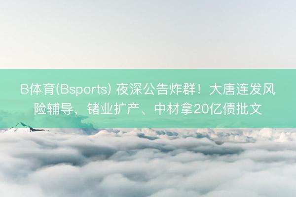 B体育(Bsports) 夜深公告炸群！大唐连发风险辅导，锗业扩产、中材拿20亿债批文