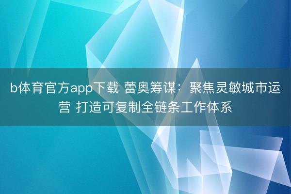 b体育官方app下载 蕾奥筹谋：聚焦灵敏城市运营 打造可复制全链条工作体系