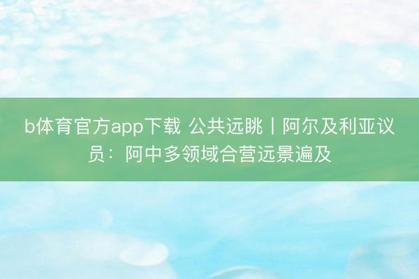 b体育官方app下载 公共远眺丨阿尔及利亚议员:阿中多领域合营远景遍及